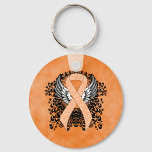 Perzikbewustmakingslint met ringen sleutelhanger