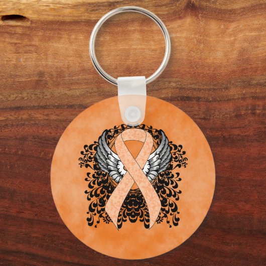 Perzikbewustmakingslint met ringen sleutelhanger (Voorkant)