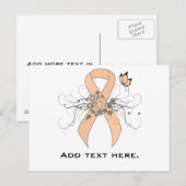 Perzikbewustmakingslint met vlinder briefkaart (Voorkant / Achterkant)