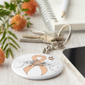 Perzikbewustmakingslint met vlinder sleutelhanger (Zijkant)