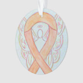 Perzikbewustzijn Ribbon Angel Gepersonaliseerd sie Ornament (voorkant)