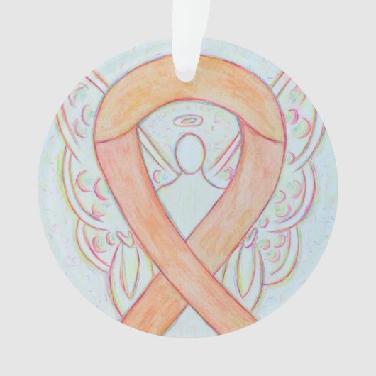 Perzikbewustzijn Ribbon Angel Gepersonaliseerd sie Ornament (voorkant)