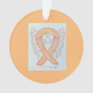 Perzikbewustzijn Ribbon Angel Gepersonaliseerd sie Ornament