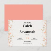 Perzikblaadje Save the Date Kaarten (Voorkant / Achterkant)