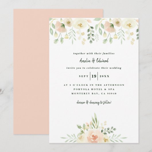 Perzikblad en crèmeblad voor waterverf + naaldhout (Voorkant / Achterkant)