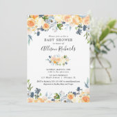 Perzikblauwe baby shower kaart (Staand voorkant)