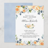 Perzikblauwe baby shower kaart (Voorkant / Achterkant)