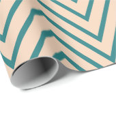 Perzikblauwe Chevron Stripe Cadeaupapier (Rol Hoek)