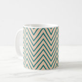 Perzikblauwe Chevron Stripe Koffiemok (Voorkant links)