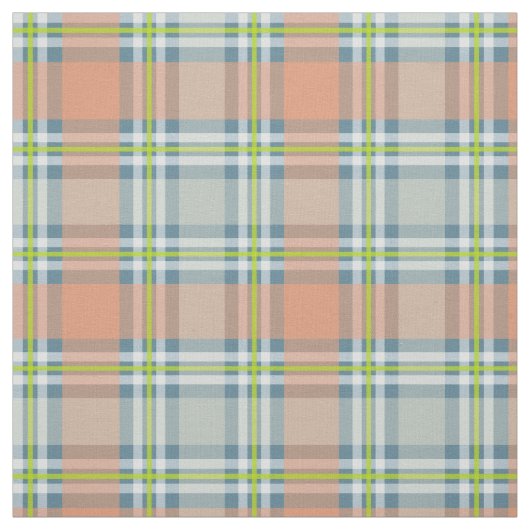 perzikblauwe limoen plaid stof (Swatch)