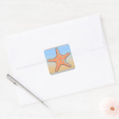 Perzikblauwe pastel zeester envelop afdichting sti vierkante sticker (Envelop)