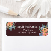 Perzikblauwe waterverf bloem etiket (Insitu)