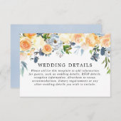 Perzikblauwe waterverf trouwgegevens informatiekaartje (Voorkant / Achterkant)