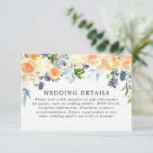 Perzikblauwe waterverf trouwgegevens informatiekaartje (Staand voorkant)