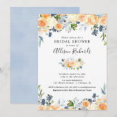 Perzikblauwe waterverf vrijgezellenfeest kaart (Voorkant / Achterkant)