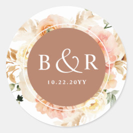 Perzikblindheid, Terracotta Wedding Envelope / Fav Ronde Sticker