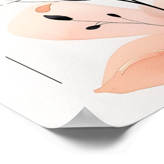 Perzikbloemblaadjes en -lijnen poster (Hoek)