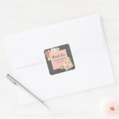 Perzikbloemen Bedankt Verjaardag Favoriet Tag Vierkante Sticker (Envelop)