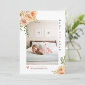 Perzikbloemen Beste moeder ooit Moederdag foto Feestdagenkaart (Staand voorkant)