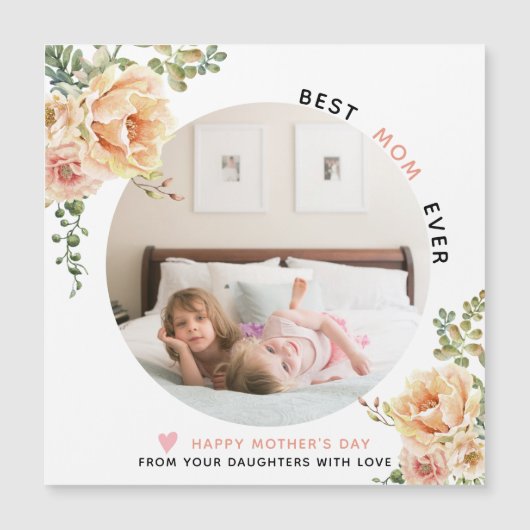 Perzikbloemen Beste Moederdag foto van mama ooit (Voorkant)