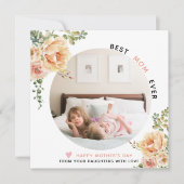 Perzikbloemen Beste Moederdag foto van mama ooit Feestdagenkaart (Voorkant)