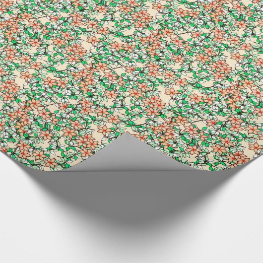 Perzikbloemen, bleke perzikachtergrond cadeaupapier (Hoek)