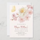 Perzikbloemen bloeien baby shower kaart (Voorkant)