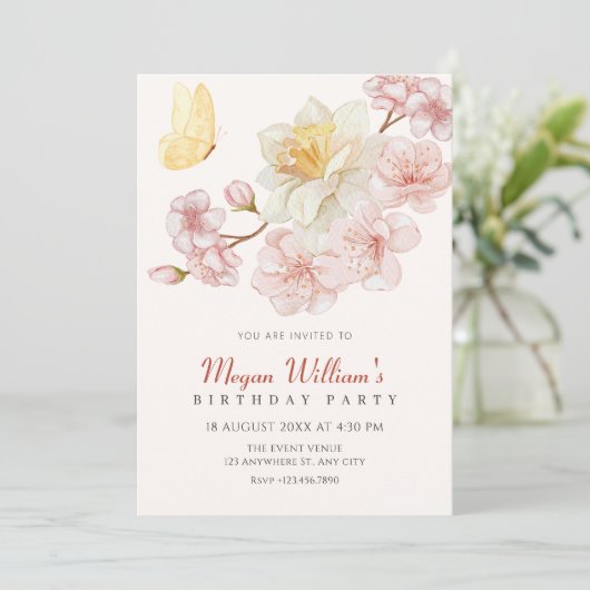 Perzikbloemen bloeien kaart (Staand voorkant)