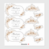 Perzikbloemen dank je trouwsticker sticker (Vel)