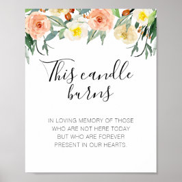 Perzikbloemen Deze Kaars Brandende Trouwherdenking Poster