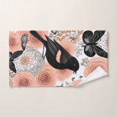 Perzikbloemen en koolbloemen, Robin en Butterflies Bad Handdoek (Handdoek)