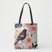 Perzikbloemen en koolbloemen, Robin en Butterflies Tote Bag (Voorkant)