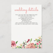 Perzikbloemen en koraalbloemen Florale trouwkaarte Informatiekaartje (Voorkant)