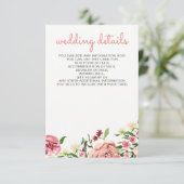 Perzikbloemen en koraalbloemen Florale trouwkaarte Informatiekaartje (Staand voorkant)