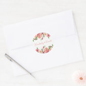 Perzikbloemen en koraalbloemen ronde sticker (Envelop)