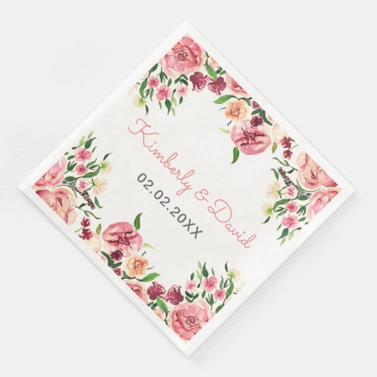 Perzikbloemen en koraalbloemen servetten (Hoek)