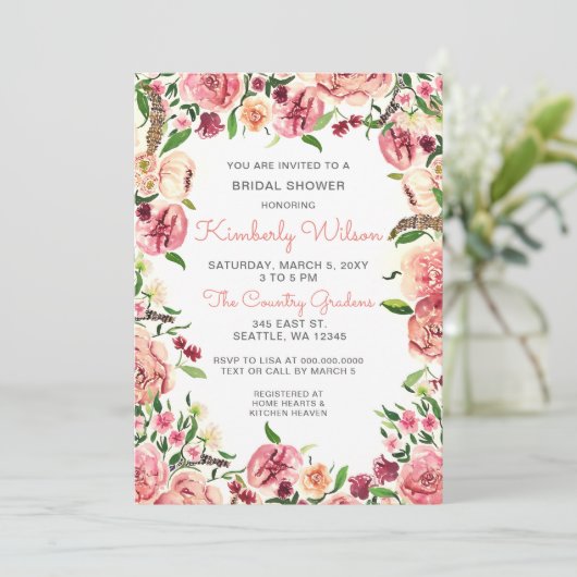 Perzikbloemen en koraalbloemen Vrijgezellenfeest Kaart (Staand voorkant)