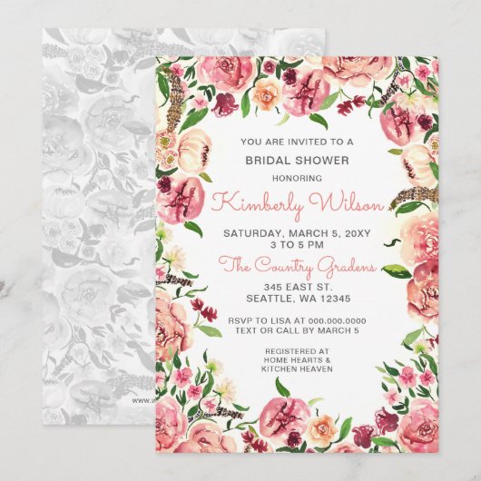 Perzikbloemen en koraalbloemen Vrijgezellenfeest Kaart (Voorkant / Achterkant)