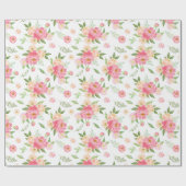 Perzikbloemen en pink Peony Flowers Cadeaupapier (Vlak)