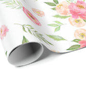 Perzikbloemen en pink Peony Flowers Cadeaupapier (Rol Hoek)