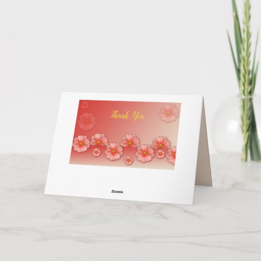 Perzikbloemen en roze bloemen Bedankt dat je je pe Kaart (Achterkant)