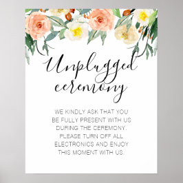 Perzikbloemen Geen foto's Unplugged huwelijkscerem Poster