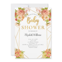 Perzikbloemen Geometrisch Lijst Baby shower