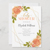 Perzikbloemen Geometrisch Lijst Baby shower Kaart (Voorkant)