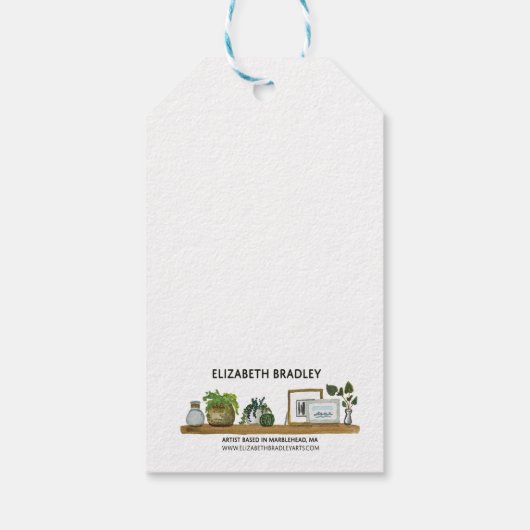 Perzikbloemen in Gele Pot Cadeaulabel (Achterkant)