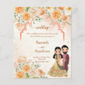 Perzikbloemen Indiaas bruiloft voor Indiase koppel (Voorkant)