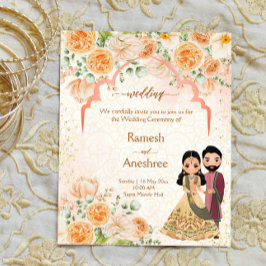 Perzikbloemen Indiaas bruiloft voor Indiase koppel