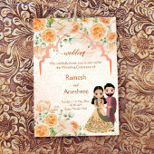 Perzikbloemen Indiaas bruiloft voor Indiase koppel Kaart