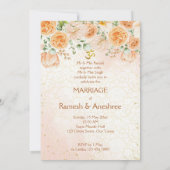 Perzikbloemen Indiaas bruiloft voor Indiase koppel Kaart (Achterkant)