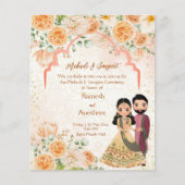 Perzikbloemen Indiaas koppel mahndi sangeet (Voorkant)